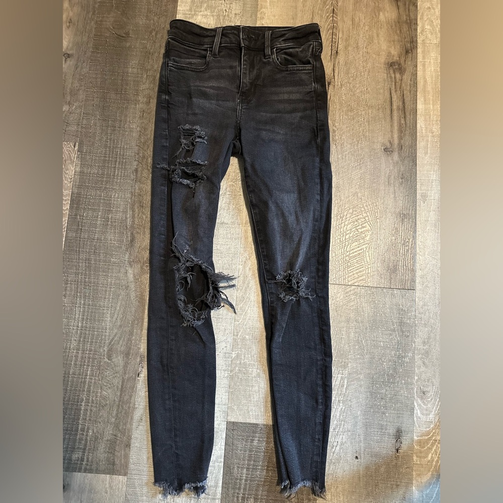 American Eagle Distressed Black Skinny Jeans